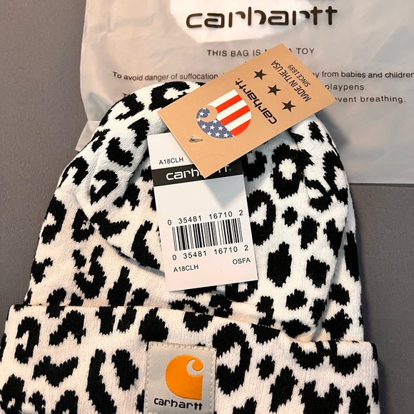 Carhartt Black and White Animal Print Beanie - Picture 2 of 3